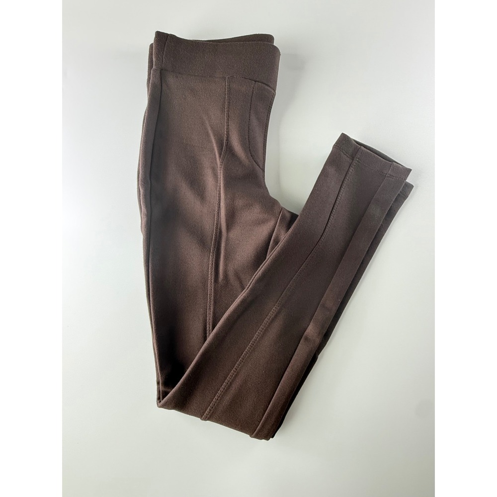 Style & Co Petite Brown Pull On Leggings Pants PP Rayon Blend Stretch Seamed